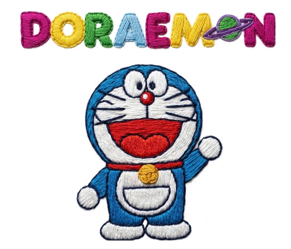 pet giả thêu doraemon